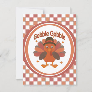 Cute Thanksgiving Turkey Cartoon – “Gobble Gobble” Postcard
