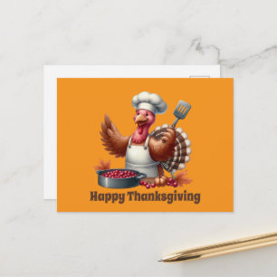 Cute Thanksgiving turkey customizable Holiday Postcard