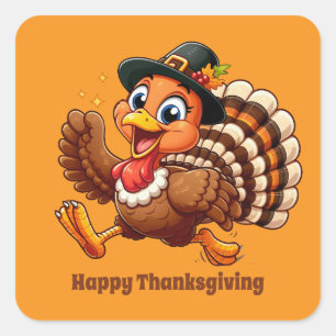 Cute Thanksgiving turkey customizable Square Sticker