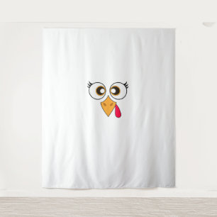 Cute Thanksgiving Turkey Face Shirt Women Girls Tu Tapestry