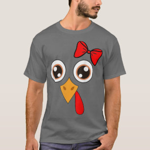Cute Thanksgiving Turkey Face Women Girls Turkey T-Shirt