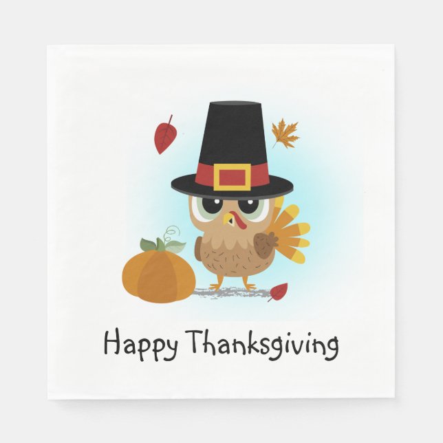 Cute Thanksgiving Turkey Napkin (Front)