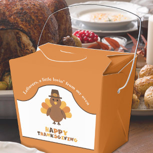 Cute Thanksgiving Turkey Orange Leftovers Take Out Favor Box