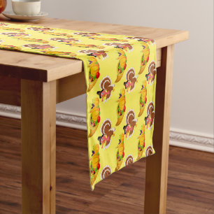 Cute Thanksgiving turkey pattern table runner