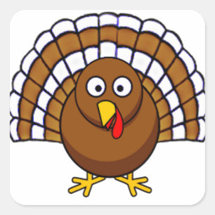 Cute Thanksgiving Turkey Square Sticker