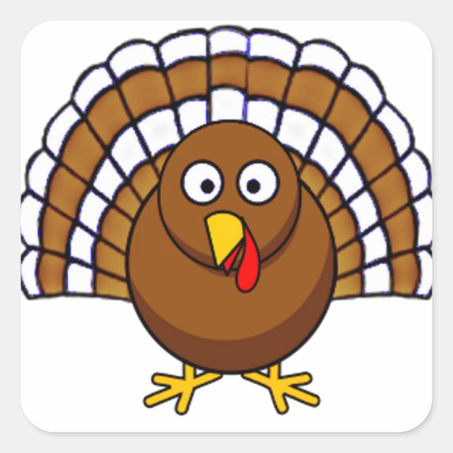 Cute Thanksgiving Turkey Square Sticker (Front)