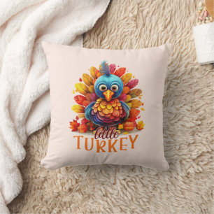 Cute Thanksgiving Turkey Throw Pillow