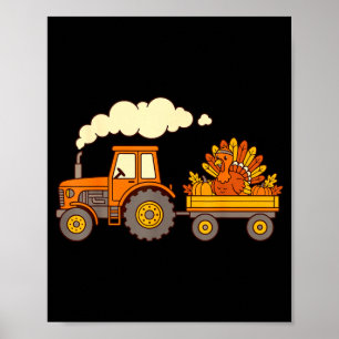 Cute thanksgiving turkey tractor fall harvest poster