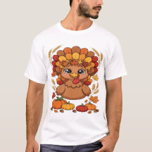 Cute Thanksgiving Turkey with Fall Leaves and Pump