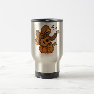 Cute Thanksgiving turkey with guitar Travel Mug