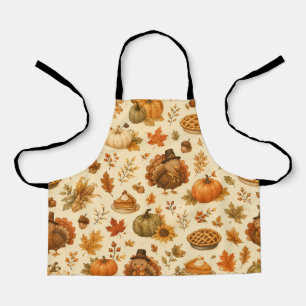 Cute Thanksgiving Watercolor Pattern with Turkeys Apron