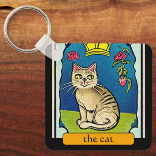 Cute The Cat Tarot Card Fortune Teller Funny Fun Keychain