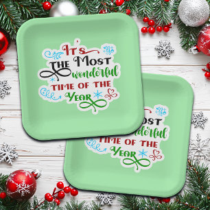 Cute 'The Most Woderful Time' Christmas  Paper Plate
