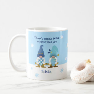 Cute There's Gnome Better Mother Blue Gold White Coffee Mug