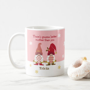Cute There's Gnome Better Mother Pink Gold Red Coffee Mug