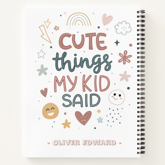 Cute Things My Kid Said Playful Typography Notebook (Back)