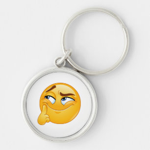 Cute Thinking Emoji Funny Smirking Face Golf Balls Keychain