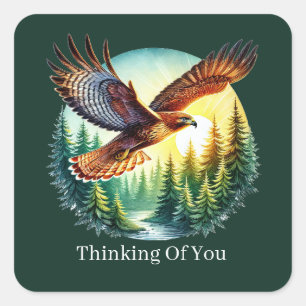 cute thinking of you customizable eagle square sticker