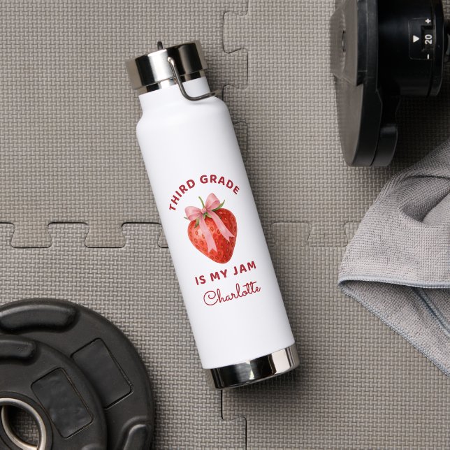 Cute Third Grade is my jam Back to School Kids  Water Bottle (Gym (Rotated))