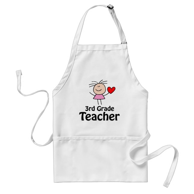 Cute Third Grade Teacher School Apron (Front)