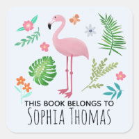 Cute 'This Book Belongs' Flamingo Kids Bookplate