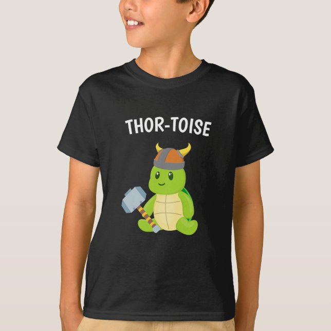 Cute Thor-Toise Funny Kids Viking Turtle T-Shirt (Front)