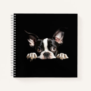 Cute Thoughtful Boston Terrier Puppy Notebook