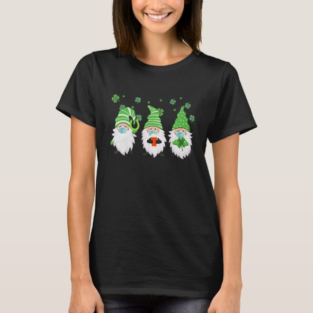 Cute Three Gnome Shamrock Happy St Patrick's Day T-Shirt (Front)