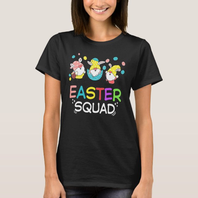 Cute Three Gnomes Easter Eggs Bunny Easter Day Eas T-Shirt (Front)