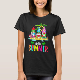 Cute Three Gnomes Hello Summer Vacay Palm Tree Sum T-Shirt