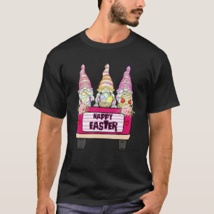 Cute Three Gnomes In Truck Bunny Egg Happy Easter T-Shirt