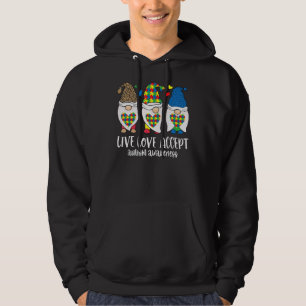 Cute Three Gnomes Live Accept Love Puzzle Autism A Hoodie