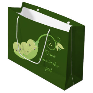 cute three peas pod add text triplets large gift bag