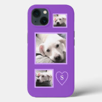 Cute Three Photos of Tired White Puppy Dog Purple