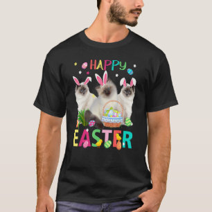Cute Three Siamese Cats Wearing Bunny Ears Happy E T-Shirt