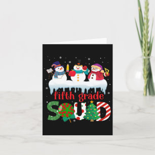 Cute Three Snowman Teacher Kids Fifth Grade Squad Card