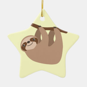 Cute Three-Toed Sloth Ceramic Ornament