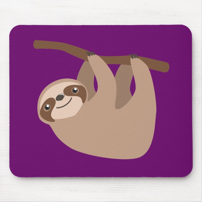 Cute Three-Toed Sloth Mouse Pad (Front)