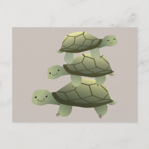Cute Three Tutles Stacked Terrapin Postcard