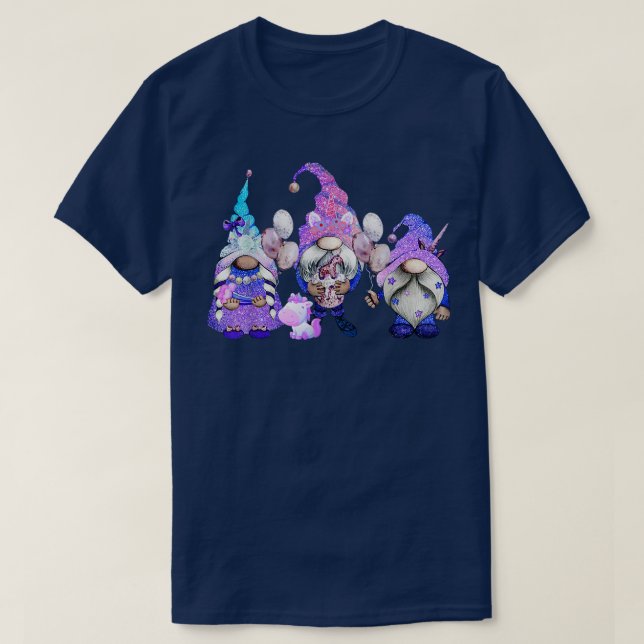 Cute Three Unicorn Gnomes Tomtenisse Gnome Lovers  T-Shirt (Design Front)