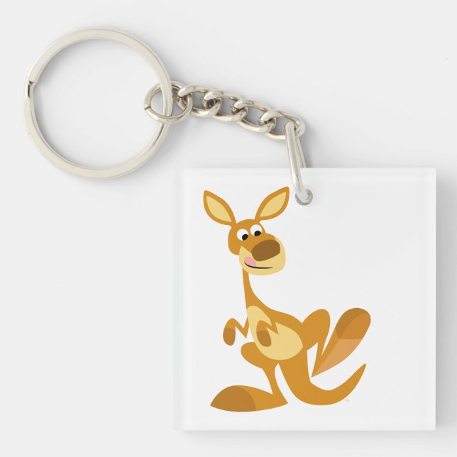 Cute Thumping Cartoon Kangaroo Acrylic Keychain (Front)