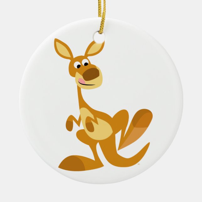 Cute Thumping Cartoon Kangaroo Ornament (Front)