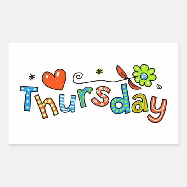 Cute Thursday Week Day Greeting Text Expression Sticker (Front)