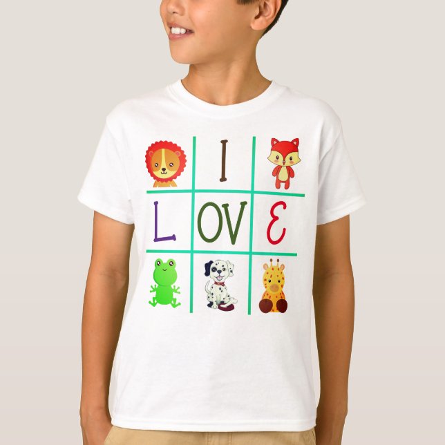 Cute tic tac toe animals personalized  T-Shirt (Front)