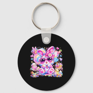 Cute Tie Dye Bunny Easter Day Rabbit Girl Women Keychain
