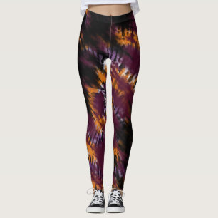 Cute Tie Dye Halloween Orange Purple Black Pattern Leggings