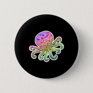 cute tie dye octopus 2 inch round button
