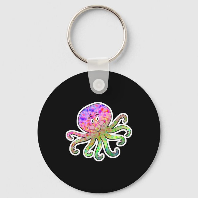 cute tie dye octopus keychain (Front)