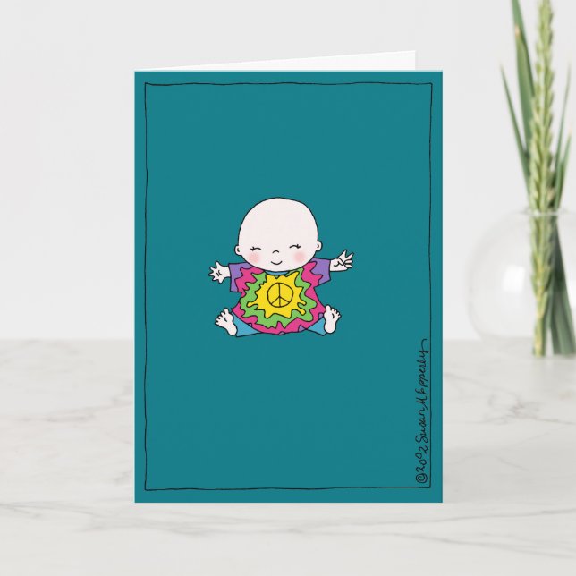 Cute Tie Dye Peace Baby "Hippie Birthday" Card (Front)