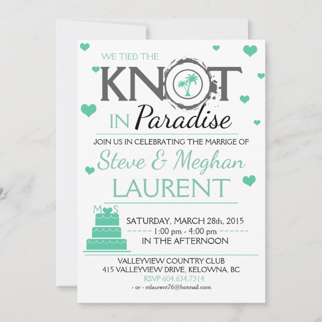 Cute Tied the Knot in Paradise Beach Wedding Invitation (Front)